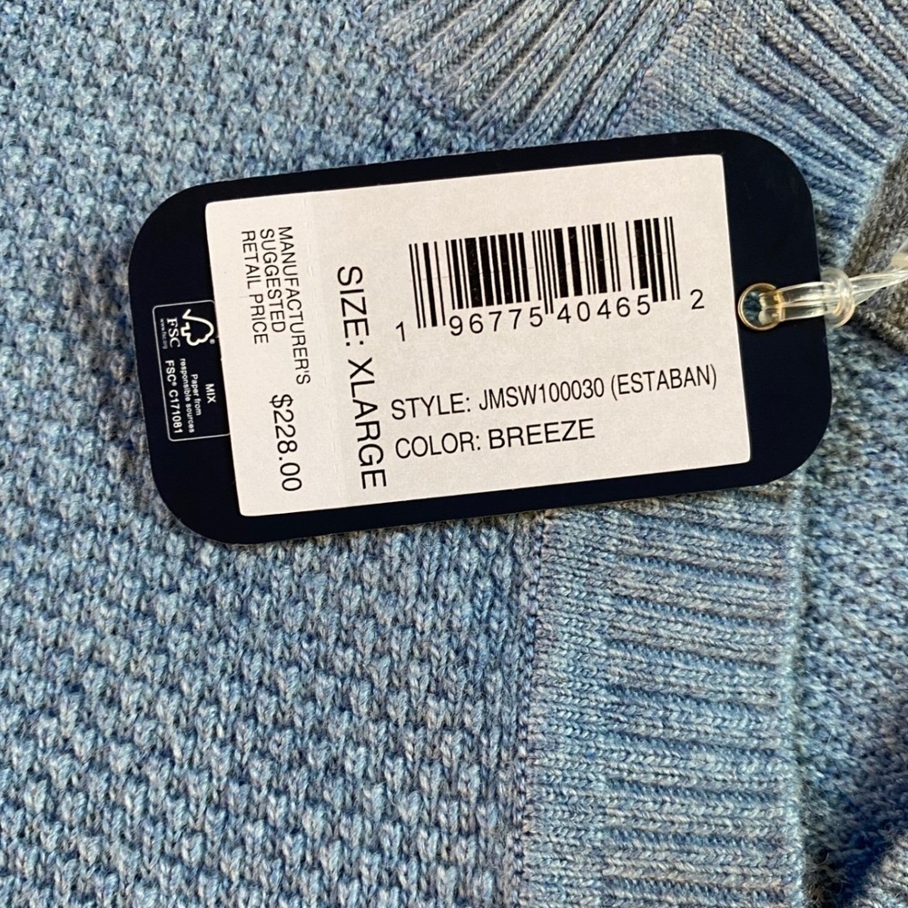 Merino Wool Cotton Cashmere Blend Johnnie-O XL Breeze 1/4 Zip Mock Neck Sweater - Picture 7 of 10